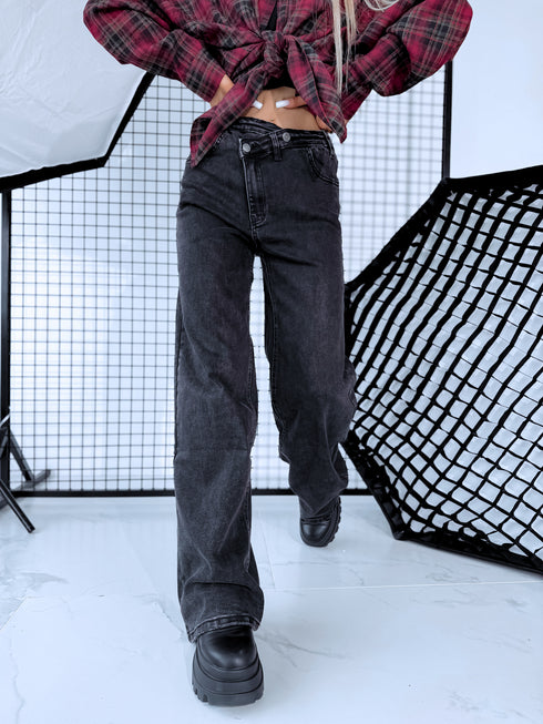 "FLEX JEANS" T6042-5 - Tamsiai pilkos